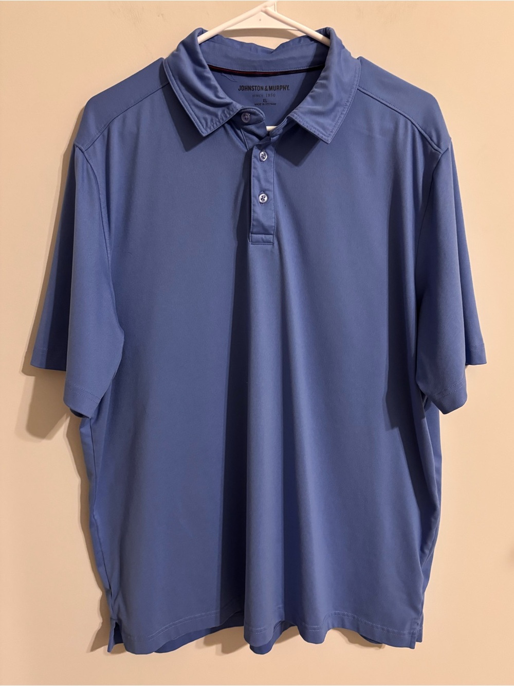 Johnston & Murphy blue short-sleeve performance golf polo